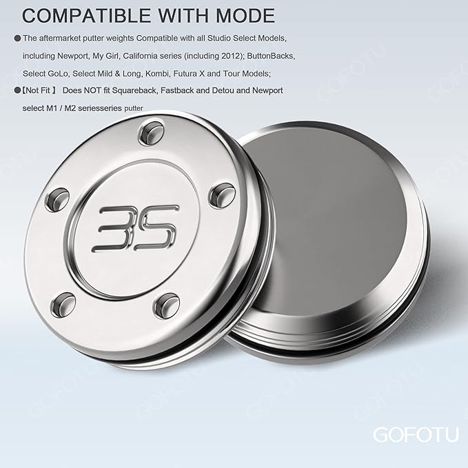 Golf 2pcs. 5g/10g/15g/20g/25g/30g/35g/40g/45g Choice Weight Golf Custom Putter Screws Weights Compatible with Titleist Scotty Cameron Golf Club Heads Putters Newport