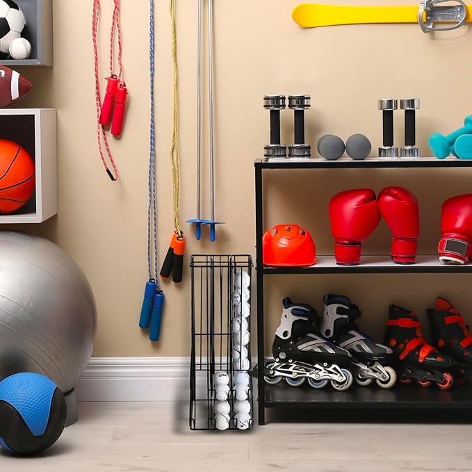 MyGift 60 Capacity Golf Ball Basket Holder - Matte Black Metal Wire Golf Ball Dispenser and Countertop Display Rack