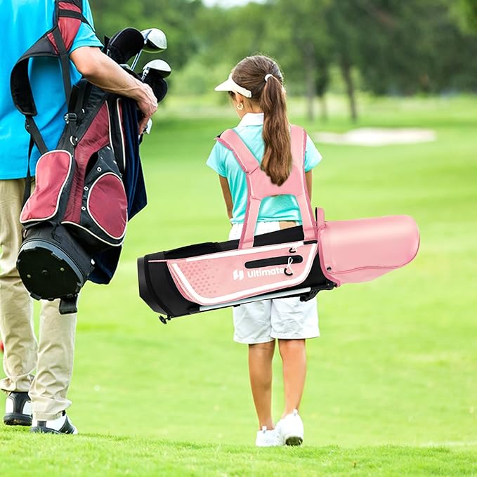 Goplus Junior Complete Golf Club Set for Kids, Right Hand Golf Clubs with Stand Bag, Rain Hood, Golf Practice Set for Ages 5-7,8-10,11-13 Boys Girls