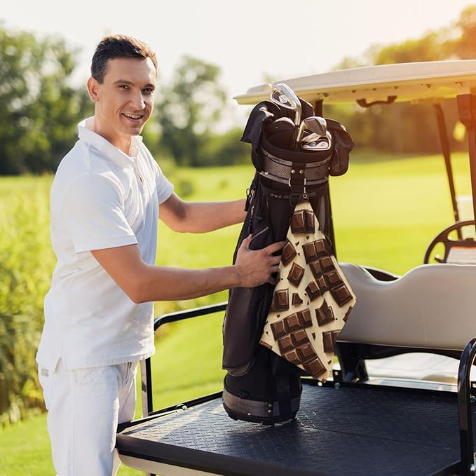 Chocolate Golf Towel Waffle Microfiber with Hook Detachable Clip 24x16in