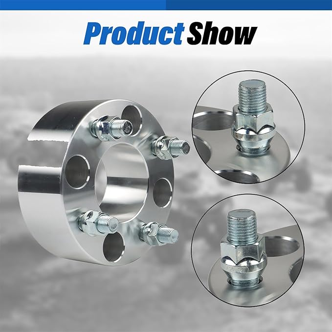 WFLNHB 2pcs Golf Cart Wheel Spacers 2 inch 4x101.6mm Hub Bore: 62mm Thread Size: 1/2x20 Silver Replacement for Golf Carts