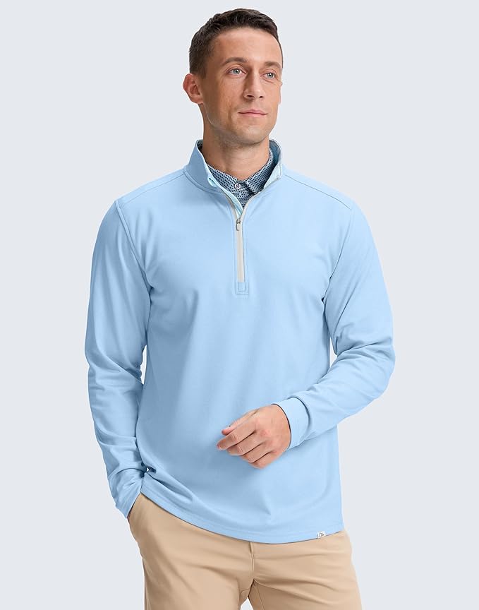 Obla Golf Quarter Zip Pullover Men Fleece Mock Neck Sweatshirt Winter Warm 1/4 Zip Long Sleeve Golf Shirt