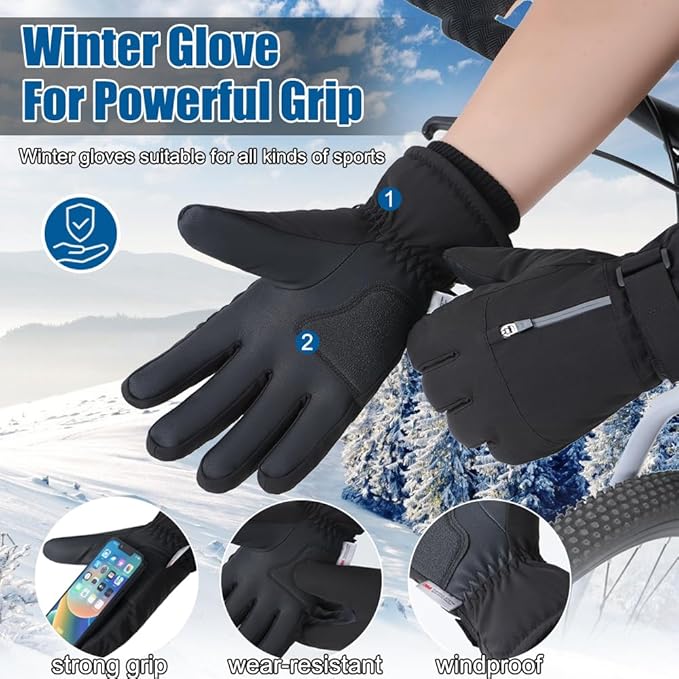 Winter Gloves for Men Women -30℉ Cold Weather Gloves Warm Waterproof Gloves Skiing Snow Glove for Outdoor Work,Windproof Thermal Gloves For for Running Driving Hiking