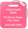 Custom Luggage Tags, Personalized Name Address for Suitcases,Backpack, Handbag, Travel Equipment Tag, 2x2 Inches, Acrylic Heavy Duty Waterproof, Made in The USA by My Sign Center- Pink