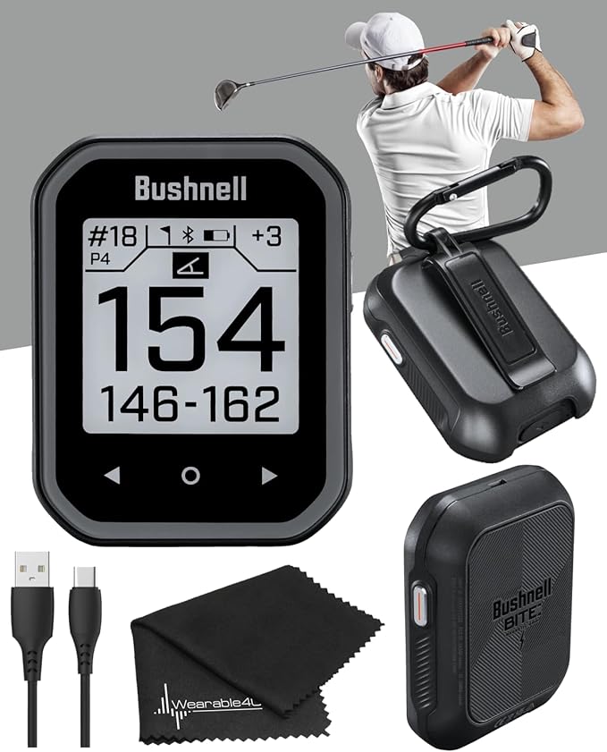 Wearable4U - Bushnell Phantom 3 GPS Rangefinder Black with BITE Magnetic Mount and GreenView with Lens Cleaning Cloth Bundle