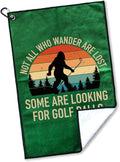 Not All Who Wander are Lost Polyester Printed Golf Towel for GolfBag, Funny Golf Gifts & Accessories for Men Women Golfs Fan Dad Grandpa, GolfLover Retirement Birthday Gifts (Green)