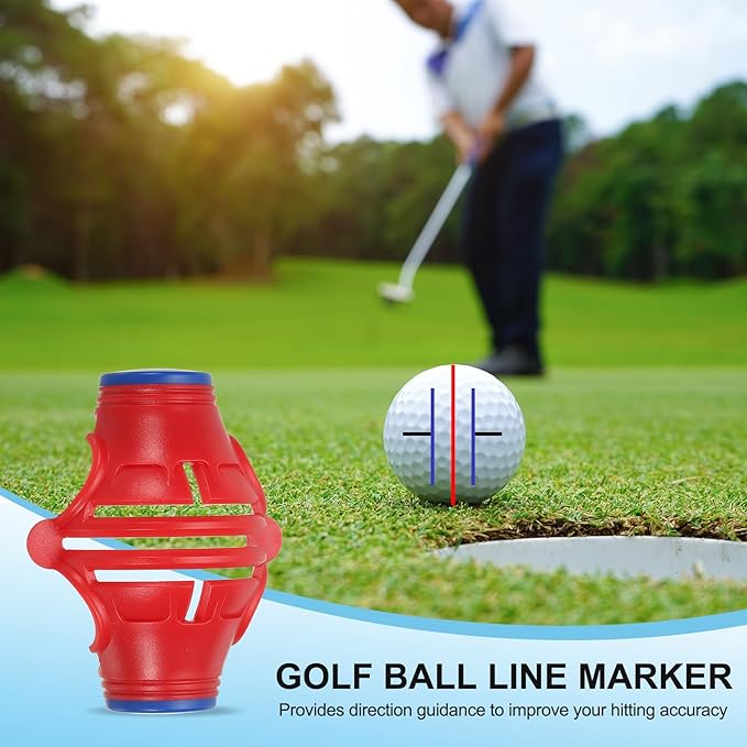 PATIKIL Golf Ball Marker Stencil 360 Degree Triple Track Golf Ball Alignment Marking Tool Line Drawing Marker with Marker Pens for Men Women