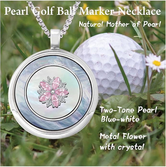 Golf Ball Marker Necklace with Pearl Ball Marker, Golf Accessories, Golf Gifts, Golf Ball Markers for Women