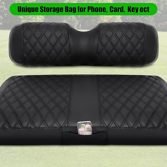 EZGO Seat Covers, Golf Cart Seat Covers for EZGO TXT 1994-2013 and EZGO RXV OEM Ordinary Seat Thick Marine Leather Custom Diamond Comfortable/Anti-Scratch/Anti-Fading/Easy to Install