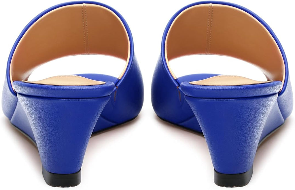 Wedge Sandals for Women Open Toe Wedge Heels Womens Matte High Heel Sandal Round Toe Heeled Wedge Sandals Slip on Casual shoes 2 inch
