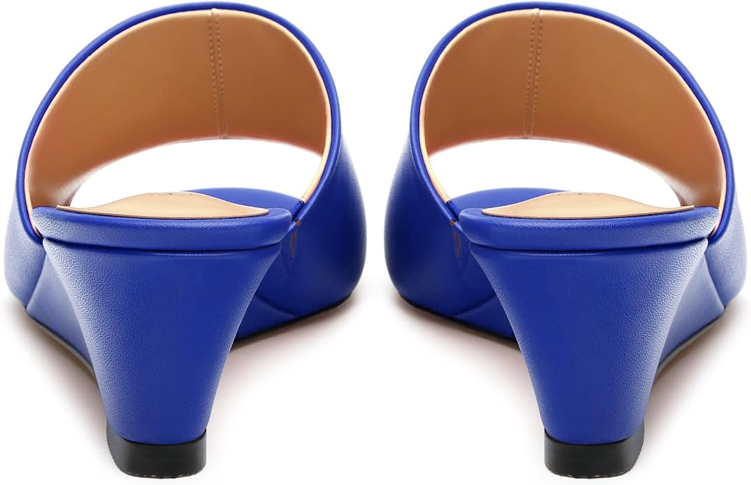 Wedge Sandals for Women Open Toe Wedge Heels Womens Matte High Heel Sandal Round Toe Heeled Wedge Sandals Slip on Casual shoes 2 inch