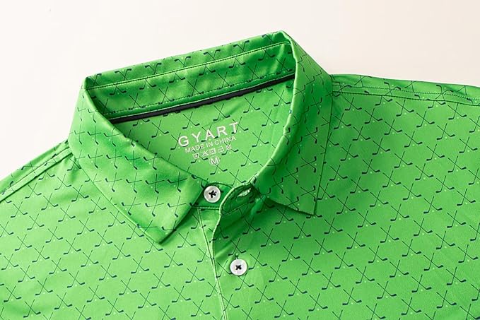 Mens Golf Shirts Quick Dry Moisture Wicking Casual Short Sleeve Performance Athletic Print Collared Stylish Men Polo Shirt