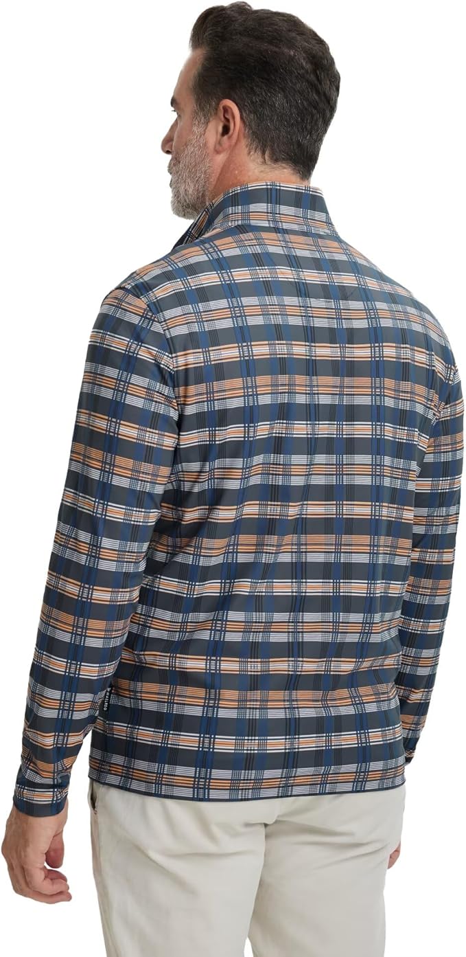 M MAELREG Quarter Zip Golf Pullover Men Dry Fit Long Sleeve Performance Wicking 1/4 Zip Full Print Pullover Mens Sweatshirt
