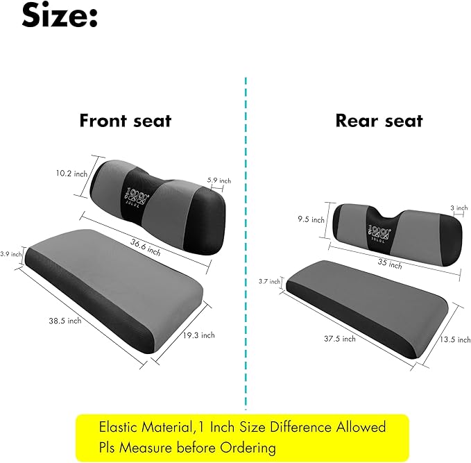 10L0L Golf Cart Front + Rear Seat Cover Set for EZGO TXT RXV 4 Passenger Models Bench Seat Covers Kit Breathable Washable Polyester Mesh Cloth Gray Black Beige Red (S+XS)