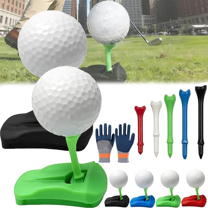 Hinged Turf Base V3 - Turf Tee for Artificial Turf-Includes Tee Variety Packs, Golf Simulator Training Tees, Tees Quick Easy Ball Setup All-Weather for Driving Range Home