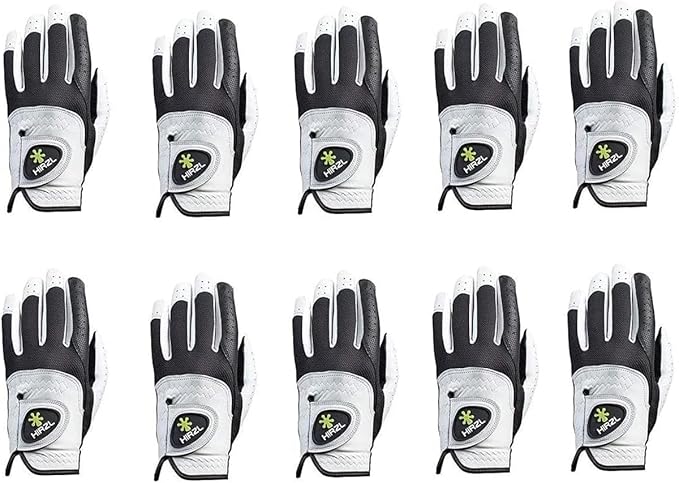 HIRZL Trust Control 2.0 Golf Gloves, All Weather Mens Golf Glove, White/Black, Kangaroo Leather Palm, Cabretta Leather Backhand, Trusted by Pro’s, Sweat Free, Ultimate Grip