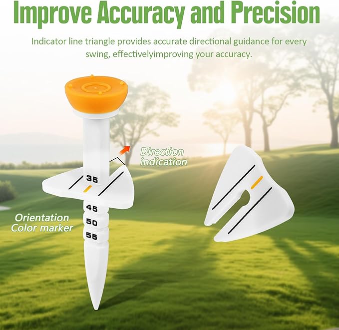12PC Golf Tees with Adjustable Height Markers, Multi - Color Golf Accessories for Accuracy & Precision Improvement