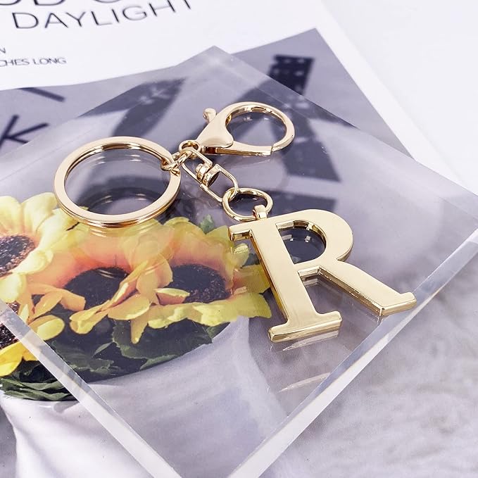 LAXPICOL Gold Letter A-Z Keychain for Women Bag Charms Purse Charms For Handbags Metal Alphabet Initial Letter Keychain