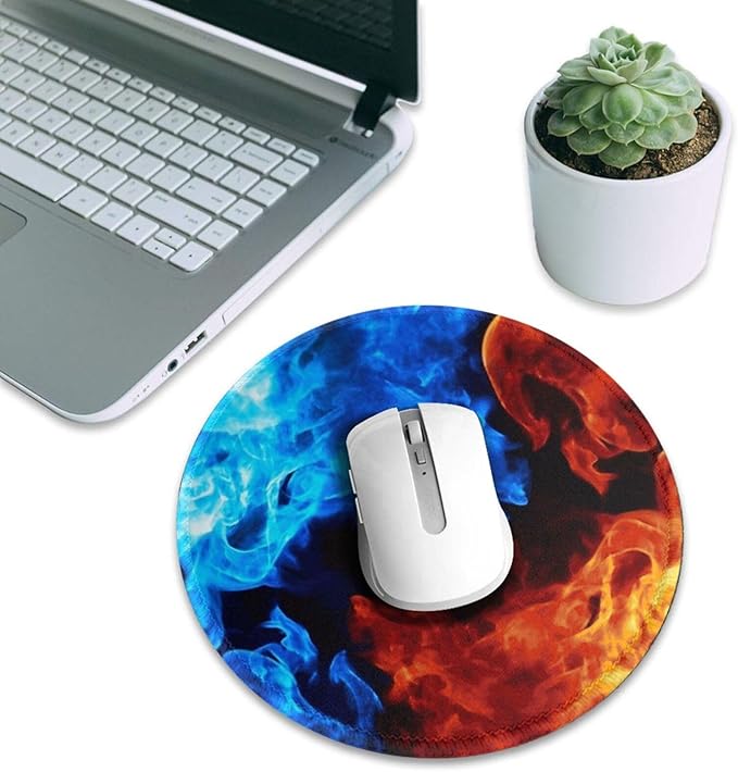 Fire Mouse Pad, Blue Red Mouse Pads for Desk, Stitched Edge Mousepad with Non-Slip Rubber Base, Gaming Mouse Mat for Computer Laptop Home Office