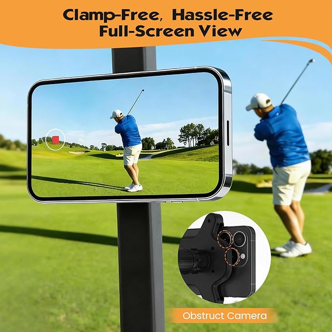 Magnetic Golf Cart Phone Holder (Premium Aluminum Alloy), 360° Rotation Golf Accessories, Compatible with iPhone & Android, Fits EZGO, Club Car, Yamaha, for Golfers, Men & Women