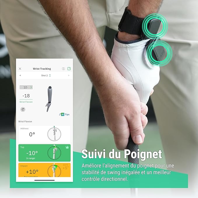 MOXI SwingMotion Golf Swing Analyzer – Dual Wearable IMU Sensors for Real-Time BioFeedback & 3D Visualization via App – Improve Wrist, Torso, Hip & X-Factor with 4 Training Modes
