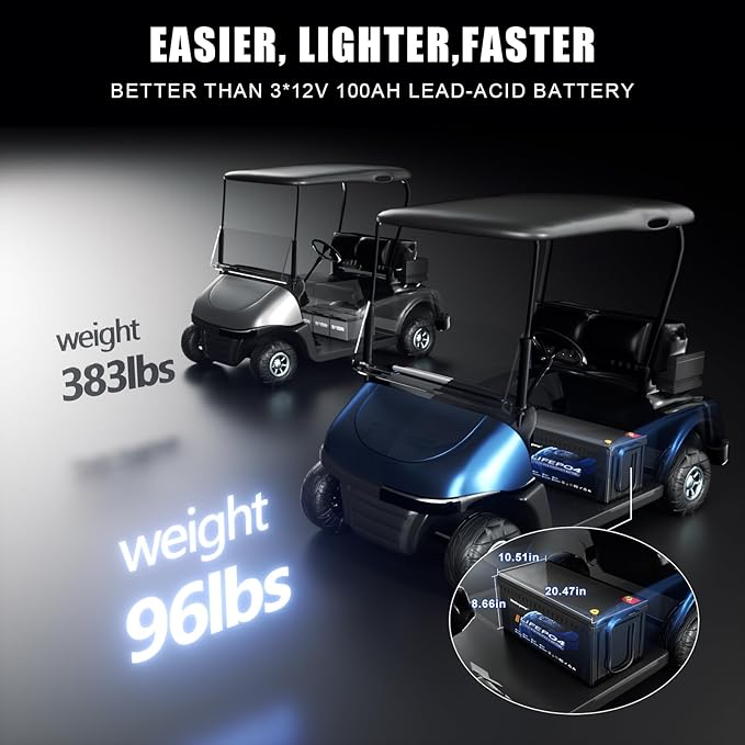 36V 150Ah LiFePO4 battery, built-in Bluetooth 200A BMS and LCD display, IP65 waterproof and dustproof, equipped with 43.8V 25A lithium battery charger, peak current 1000A (36V 105Ah)
