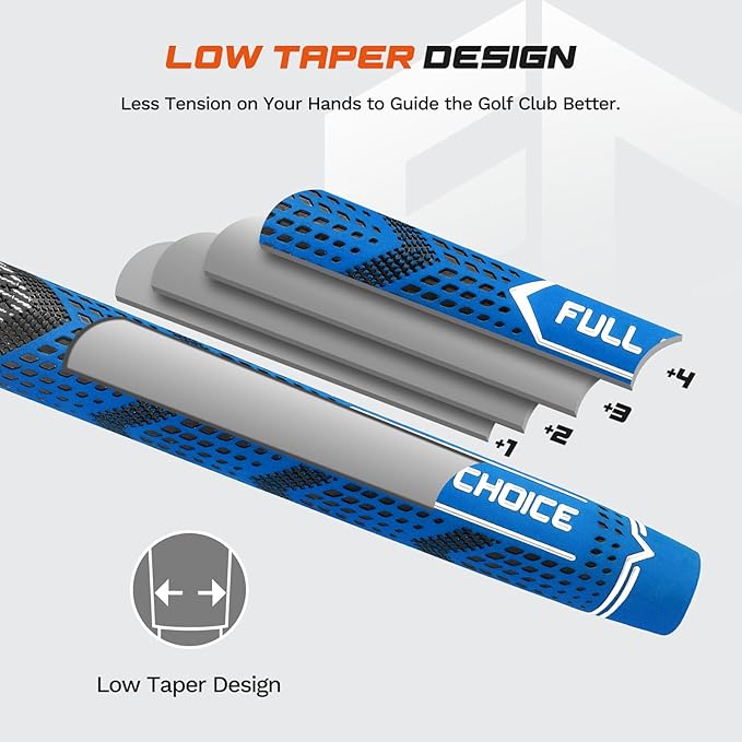 Cross Corded Golf Grips 13 Pack, Low Taper Design, Choose from 13 Grips or 13 Grips with All Kits, 3 Sizes 5 Colors Options, Multi-compound Hybrid Golf Club Grips, CG01 Series