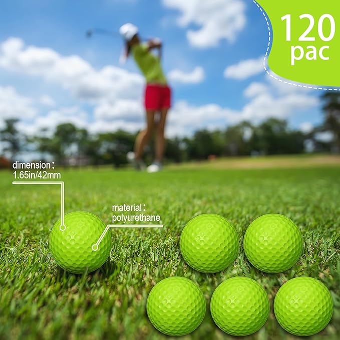 Yilloog 120 Pack Foam Golf Practice Balls Bulk, Soft Foam Balls for Golf Practice, Realistic Feel and Limited Flight Training for Indoor or Outdoor Party