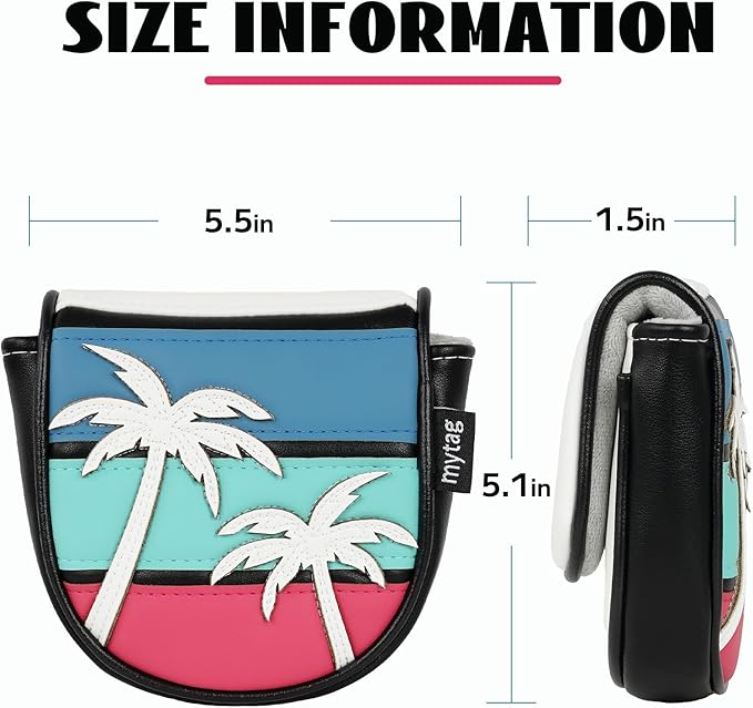 mytag Tropical Golf Headcovers, Coconut Tree Golf Head Covers for Woods and Driver, Putter Covers 3D Embroidery