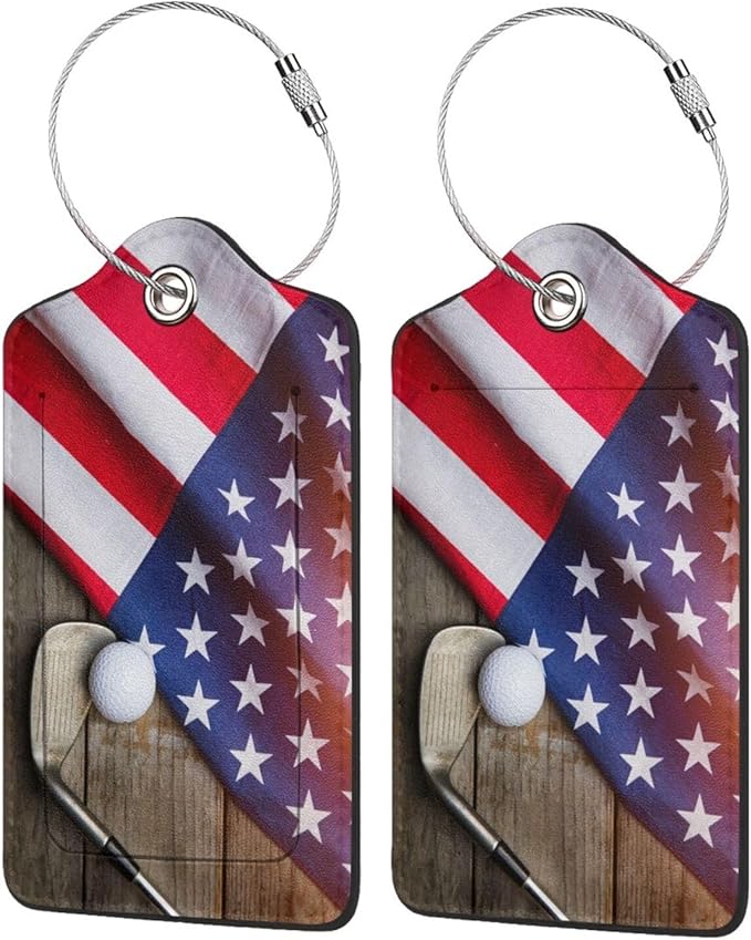 TSA Approved Luggage Tags for Suitcases Golf Flag 2 Pack Funny Leather Carnival Cruise Airport Cute Travel Name Tags Golf Bag tag Ships Essentials Privacy Cover ID Label for Women Men