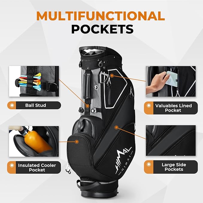 14 Way Dividers Golf Stand Bag Lightweight, Golf Bag for Men Women with Multiple Pockets, Dual Strap and Rain Cover Hood