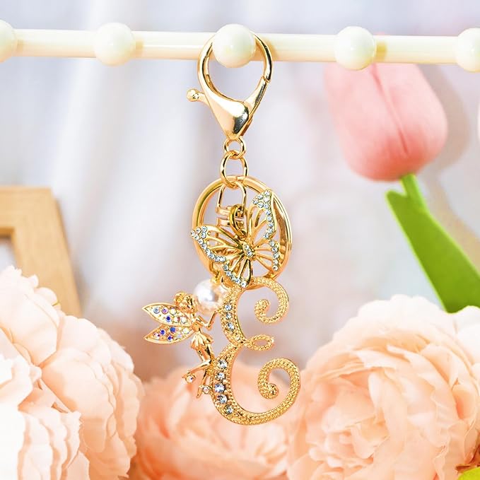 Initial Keychain Bag Charm Women Purse Charms for Handbags Accessories Charm for Wallet Butterfly Pendant for Girls