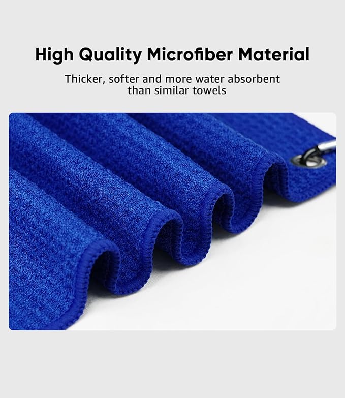 Pro Golf Towel Microfiber Golf Towel for Golf Bags (16" X 16") with Hook, Loop Fastener and Gift Box, Essentials Golf Accessories for Men, Golf Gifts for Men/Women