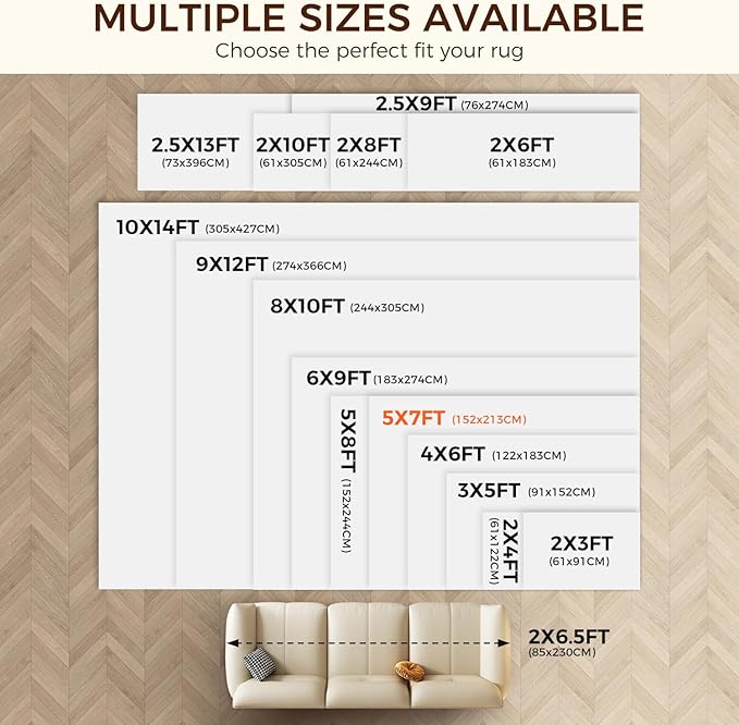 BAGAIL BASICS 5 x 7 FT Rug Pad Gripper for Hardwood Floors, Non Slip Rug Pads for Area Rugs, Extra Thick Under Rug Padding, Protect Your Rugs & Floors
