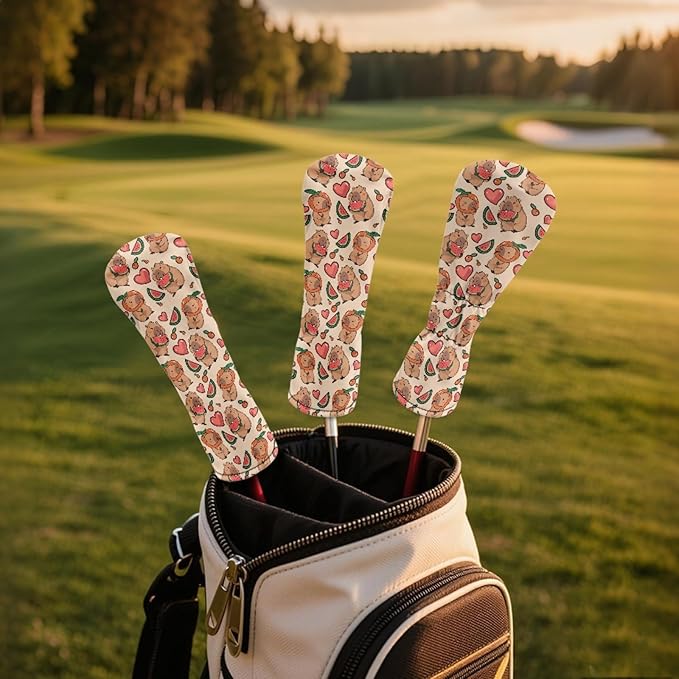 Golf Club Head Covers for Club Protective, Waterproof PU Leather Driver Fairway Wood Hybrid Head Cover