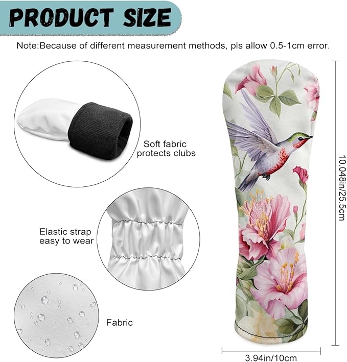 Golf Club Head Covers for Club Protective, Waterproof PU Leather Driver Fairway Wood Hybrid Head Cover