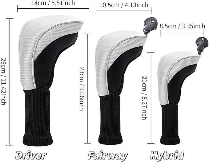 Golf Head Covers for Fairway Woods Driver Hybrids 5 Pieces Nylon Mesh Sports Fan Golf Club Headcovers-Golf Accessories for Men Women.