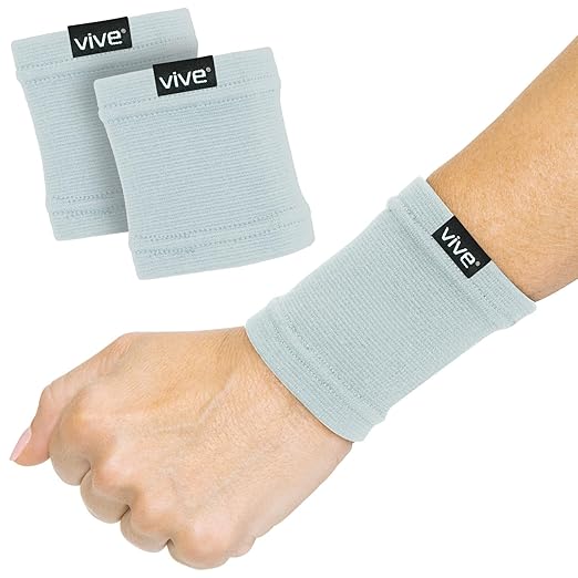 Vive Wrist Compression Sleeves for Women & Men (Pair) - Elastic Support Wristband for Pain Relief & Circulation - Wrist Support for Carpal Tunnel, Arthritis, Tendonitis - Great for Sports Injury