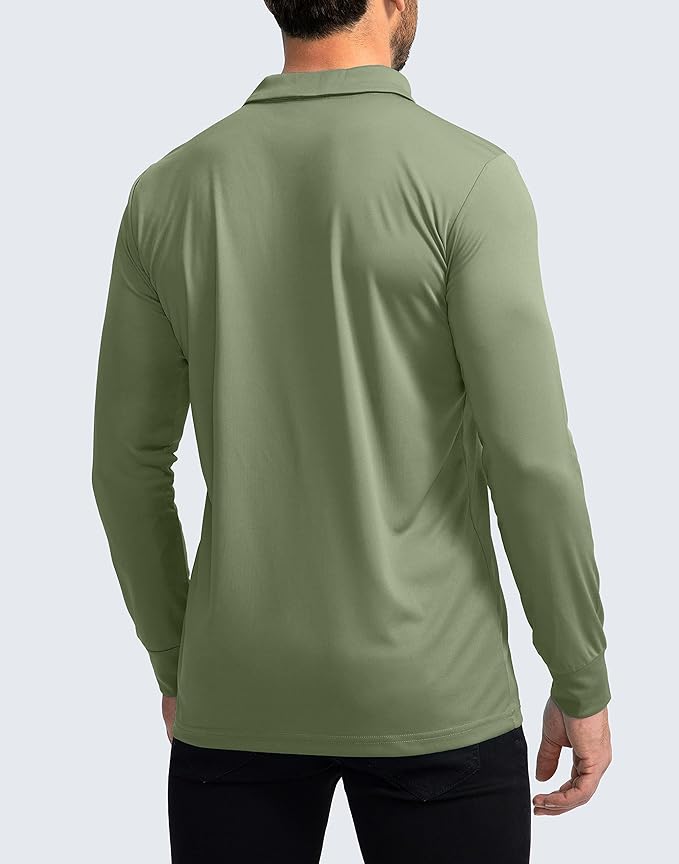 Men's Polo Shirt Long Sleeve Golf Shirts Lightweight UPF 50+ Sun Protection Cool Shirts for Men Work Fishing Outdoor