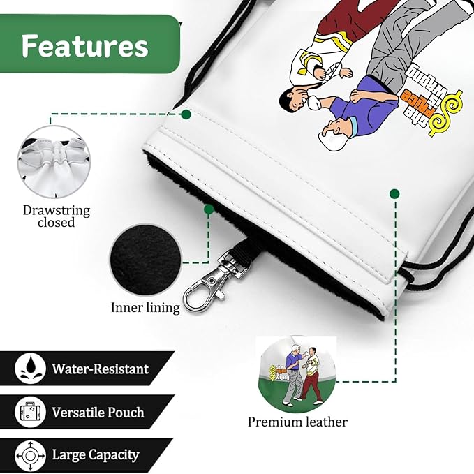 Artpreti Funny Golf Valuables Pouch,Golf Pouch Bag with Drawstrings Golf Tee Leather Tee Ball Bag for Men Women - The Price is Wrong