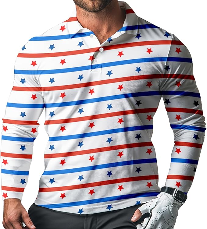 Men's Long Sleeve Golf Shirt Quick Dry 3 Button Work Fishing Outdoor Casual Collar Shirt