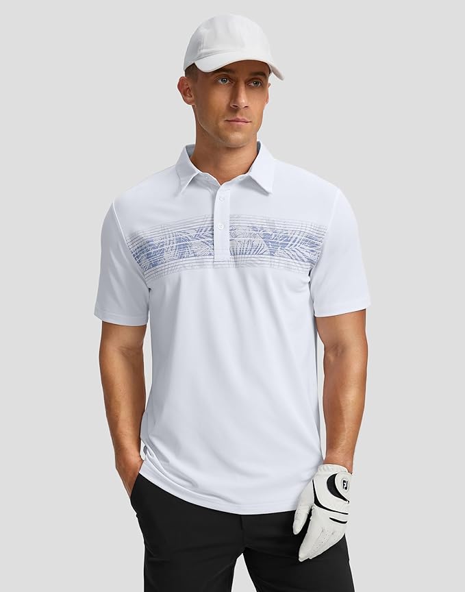 Men's Golf Shirts Dry Fit Moisture Wicking Performance Short Sleeve Collared Polo Shirts for Casual Athletic Business