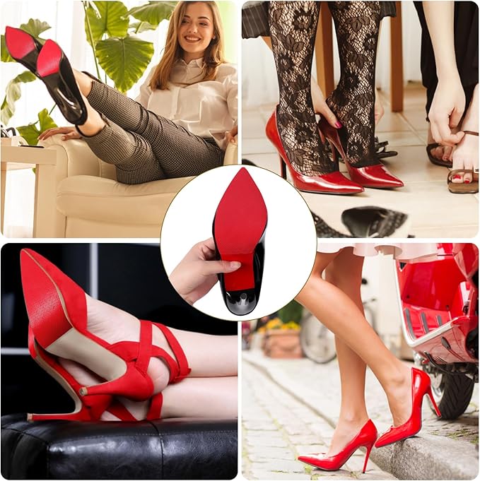 Red Bottoms Sole Protector,Shoe Sole Protector for Christian Louboutin High Heels, Anti Slip Shoe Grips Pads Compatible with Louboutin Shoes -2 Pairs（6.0"×4.0",Red）