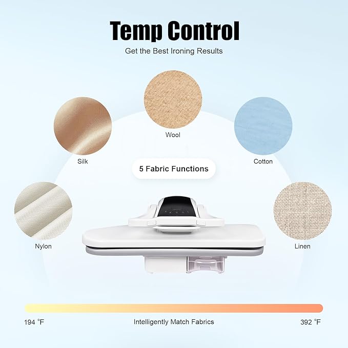 Intelligent Steam Press, 1600W Professional Iron Press Machine, Large Capacity Ironing Pressing Equipment with 5 Fabric Settings&Touch Screen, 35.8" Large Ironing Area for Home/Clothing Shop