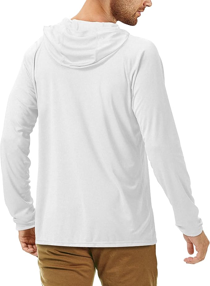 Roadbox UPF 50+ Fishing Shirts for Men, Long Sleeve UV Sun Protection Hoodie, Outdoor Hiking Running Swimming Rash Guard