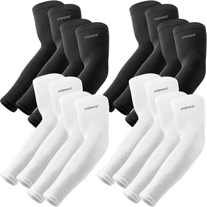 YQXCC 4 Pairs Arm Sleeves, Cooling UV Sun Protection Sports Compression Sleeves for Men Women, Golf Basketball Arm Sleeves