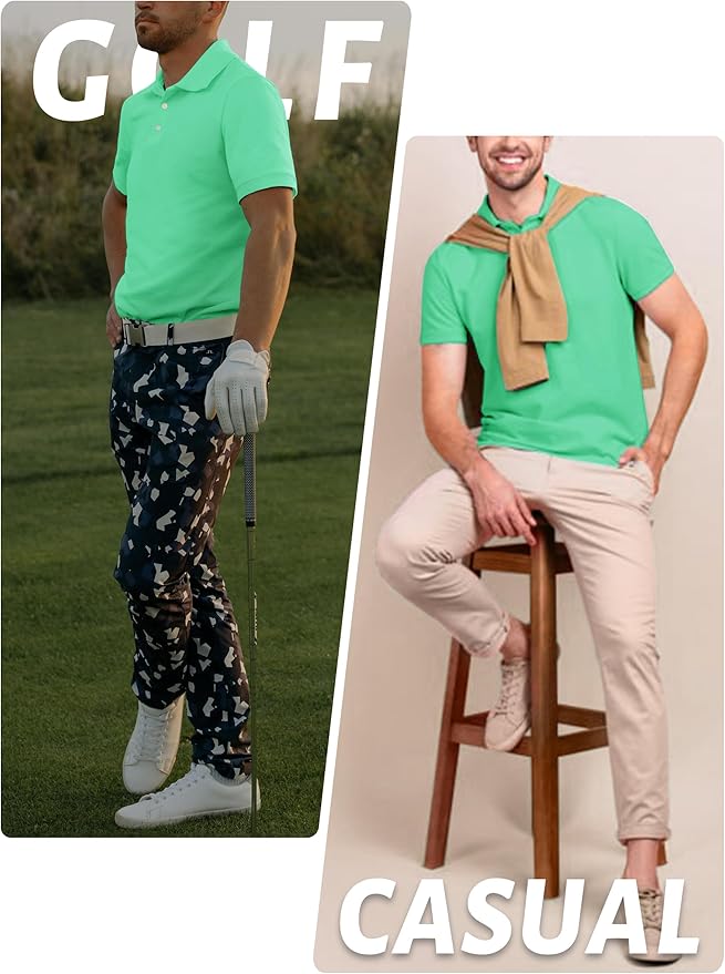 TACVASEN Mens Golf Shirt Dry Fit Mens Polo Shirts Short Sleeve Performance Golf Polos for Men with Collar Work Shirts