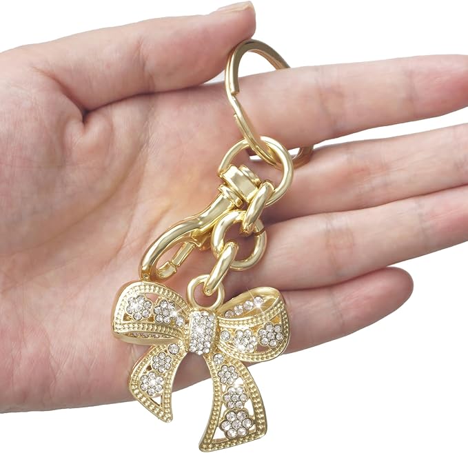 Sparkly Bow Bag Charm Rhinestone Bow Purse Charms Bows Keychain Women Bag Charm for Handbag