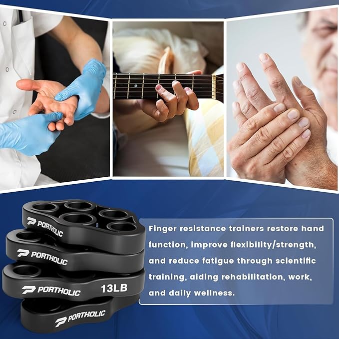 4 Pack Hand Exerciser Grip Strengthener, Finger Stretcher Hand Grip Resistance Bands Hand Strengthener Hand Strengthening Forearm Exerciser for Arthritis