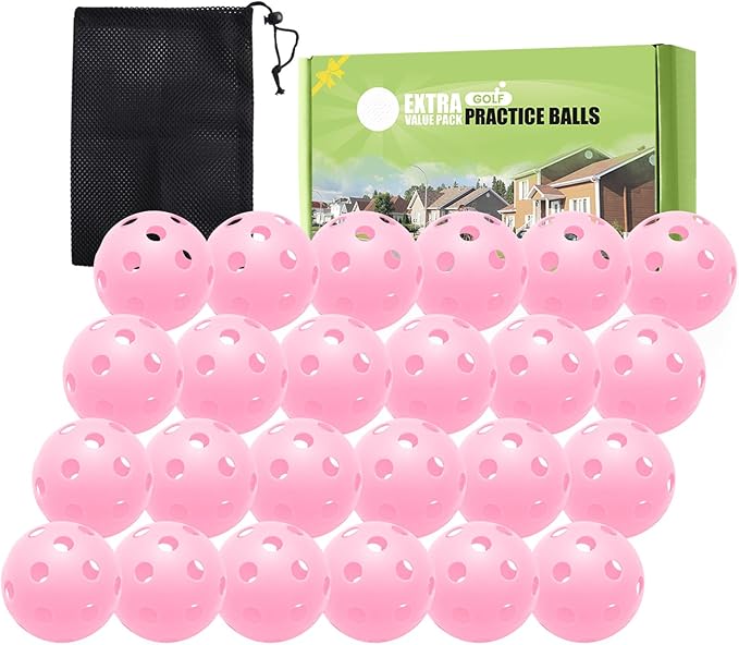FINGER TEN Golf Practice Balls Plastic Colored Value 12/24/36/50 Pack, Limited Flight Sports Training Ball for Men Women, Indoor Outdoor Driving Range Backyard Use